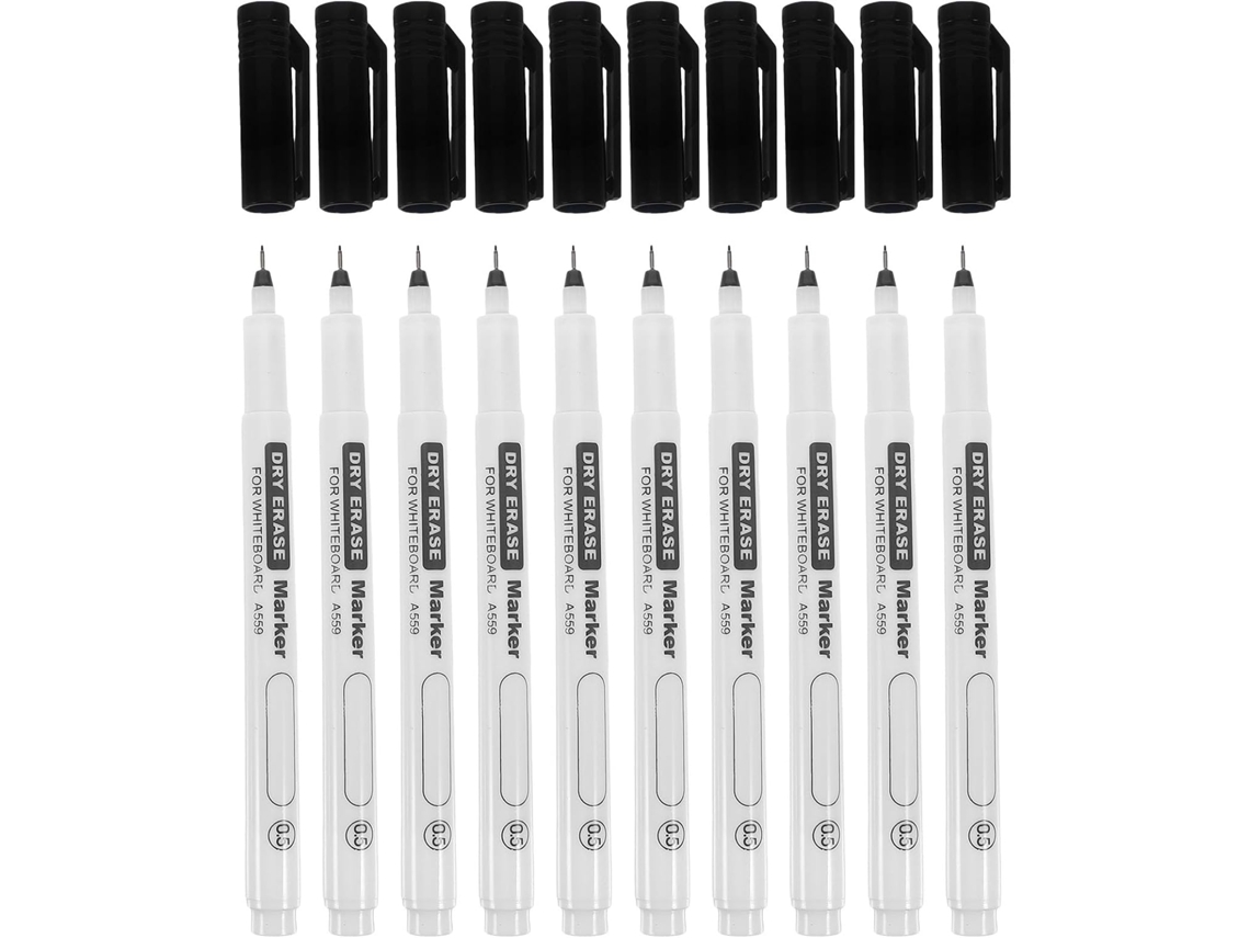 Marcadores Para Quadro Branco Hemoton, Preto E Branco, 10 Unidades