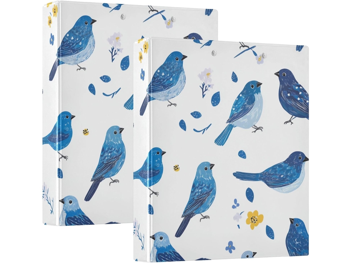 Bandeirolas Chic Azul Índigo Com Estampa De Pássaros, 3, 8cm 1, 5 Polegadas, Escolares, 3-argolas Com Bolsos Internos