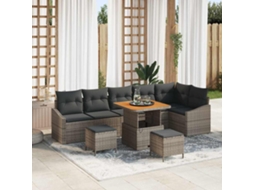 Vidaxl Conjunto De Sofá De Jardim 9 Pcs Cinzeto Rattan Sintético
