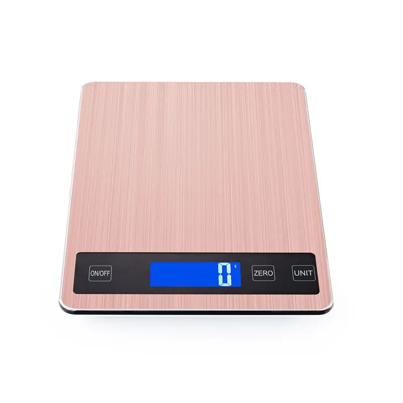 Balança de cozinha MDUG em aço inox, capacidade 15kg, visor digital (Ouro Rosa)