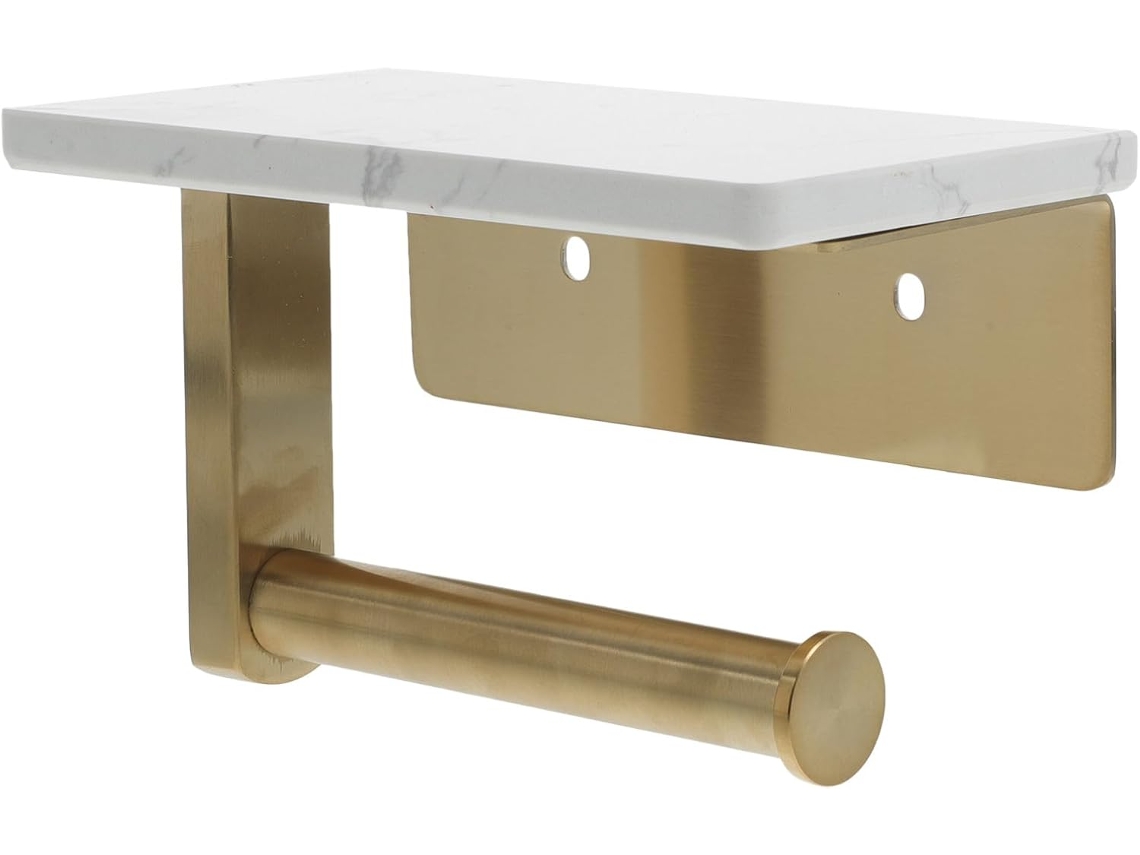 Suporte De Parede Para Papel Higiênico Em Aço Inoxidável E Porta-lenços De Mármore.