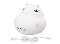 Rebe-lanterna Noturna De Silicone Hipopótamo Com 8led, 5v 2000mah Recarregável Via Usb, Para Crianças E Creches