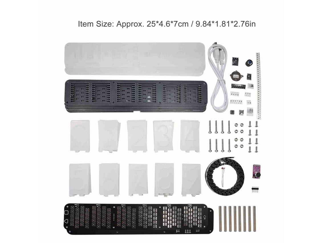 Kit De Relógio Despertador Led Digital Com Display De 6 Dígitos, Fonte Grande E Múltiplas Funções