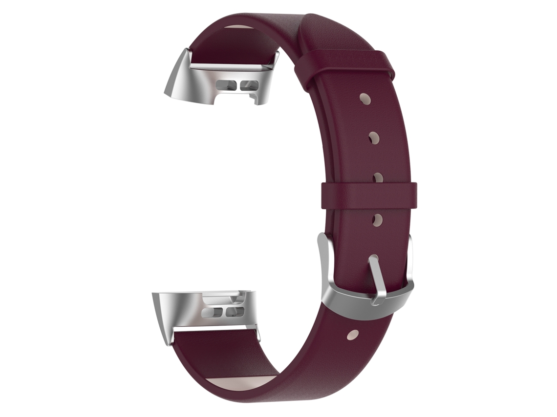 Pulseira de Relógio de Couro para Fitbit Charge 3, roxa e vermelha, substituição