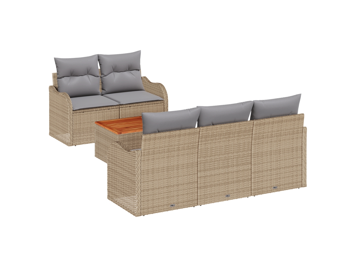 Conjunto 6 Conjunto De Móveis De Jardim Vidaxl Bege Vime Pe (55 X 55 X 37 Cm)