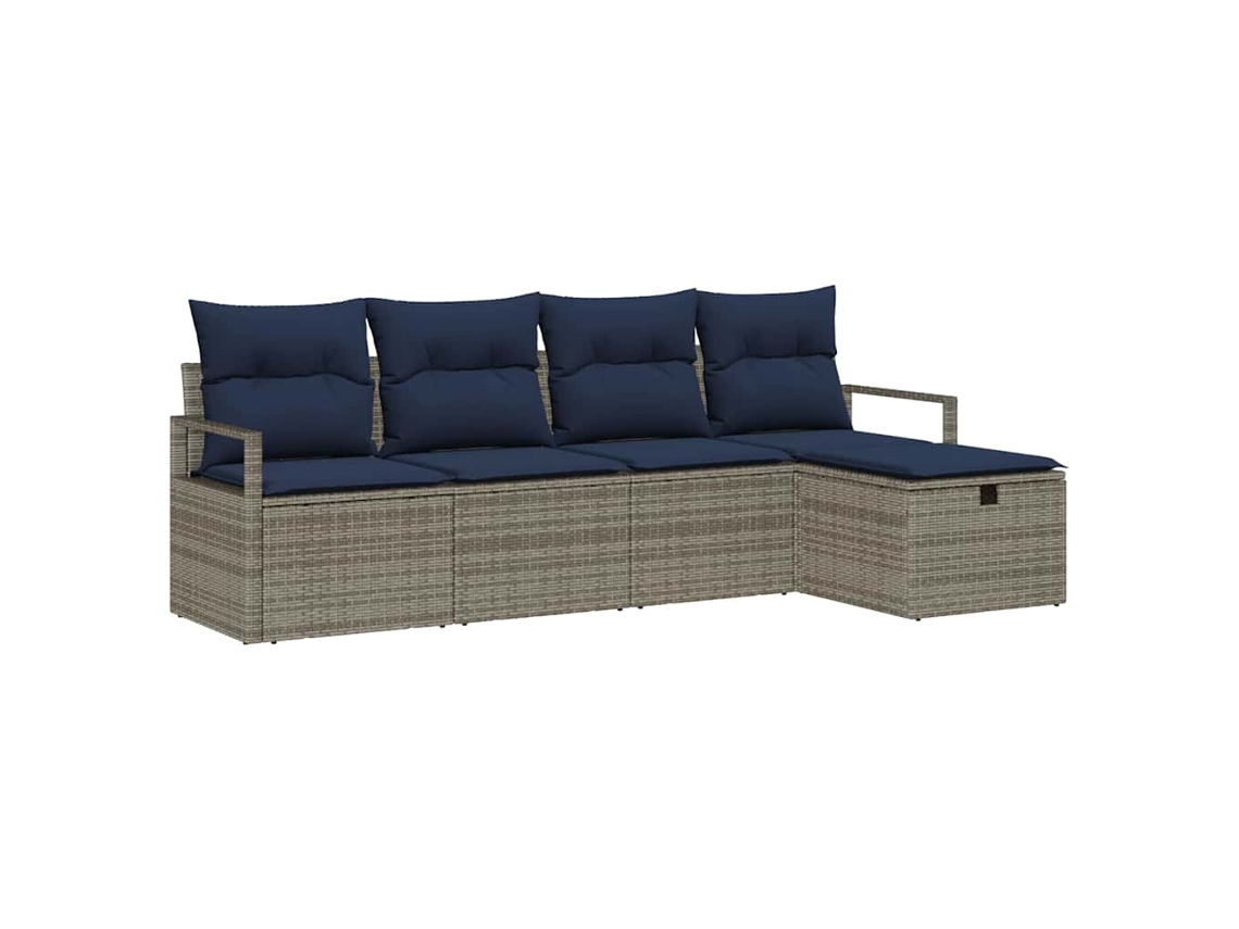 Maison Exclusive - Conjunto De Sofás Manual 5 Pcs Cinza E Azul Marinho Vime Pe