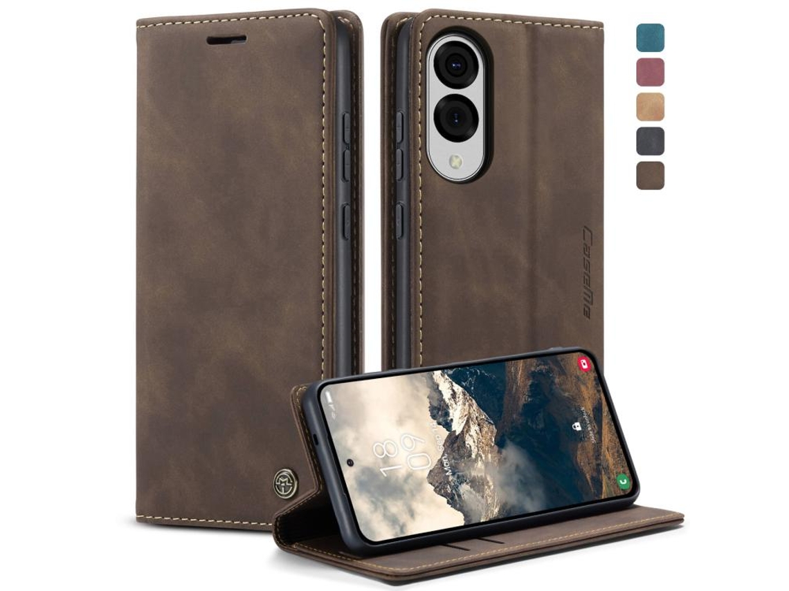 Capa Para Samsung Galaxy S25 Edge 5g Multifuncional Horizontal De Couro Café