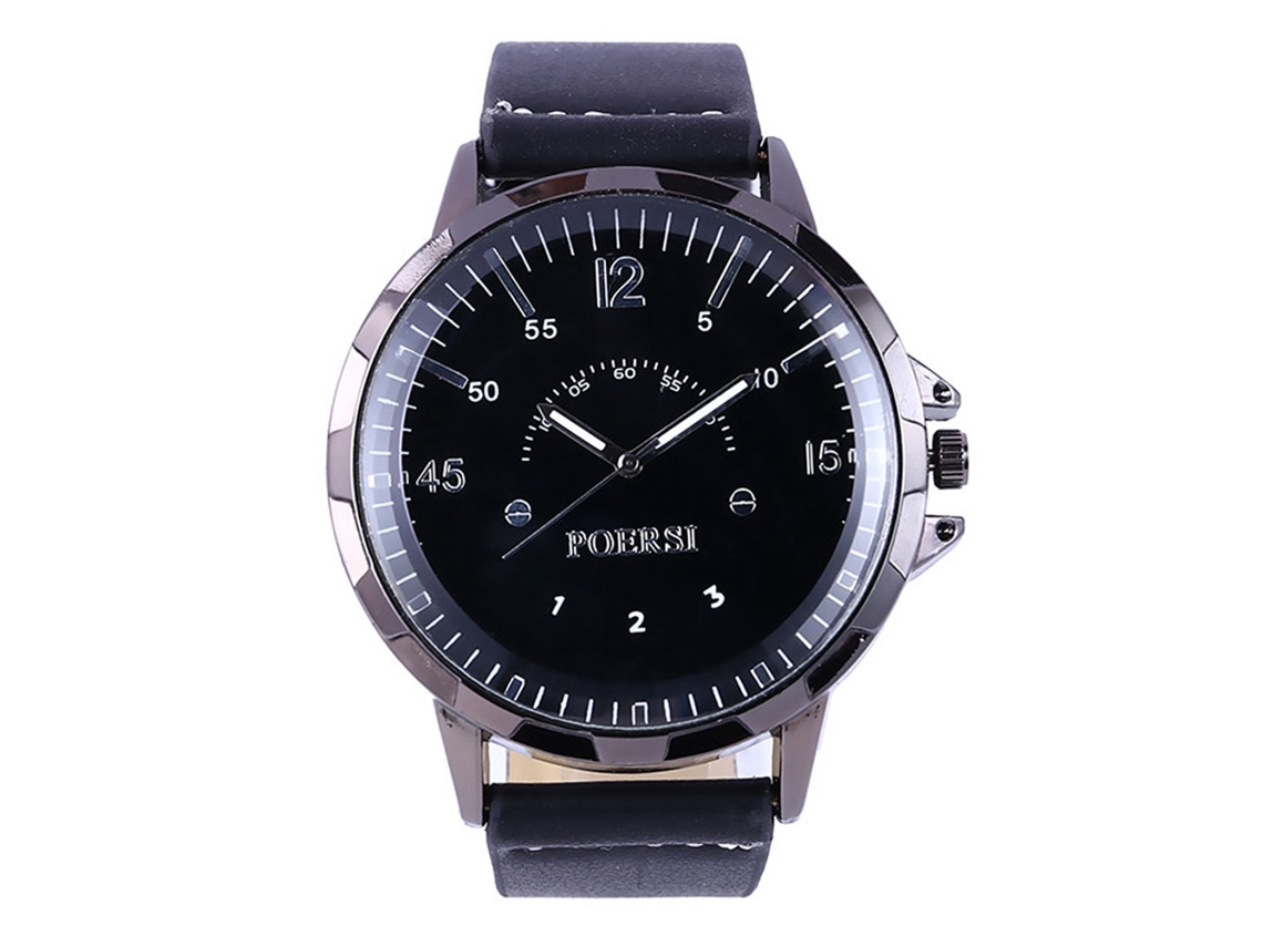 Reloj De Pulsera Para Hombre Zhoulianfa De Cuarzo Con Correa De Pu Dial Redondo Elegante Negro