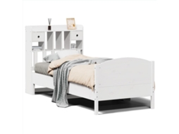 Cama com Estante Pinho Maciço Branco MAISON EXCLUSIVE (75x190 cm)