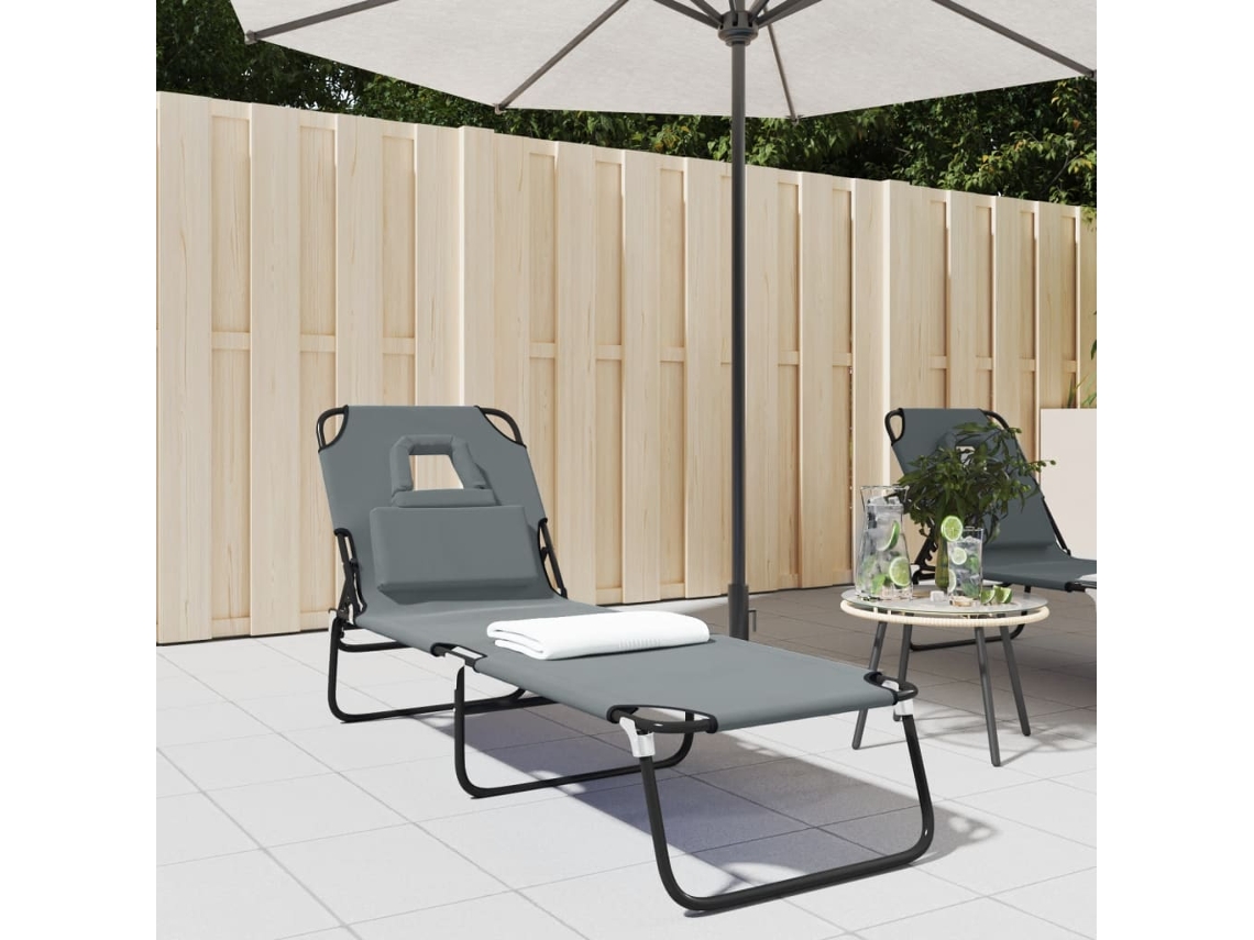 Espreguiã§adeira Dobrãvel Tecido Oxford/aã§o Revestido A Pã³ Cinza DKD HOME DECOR