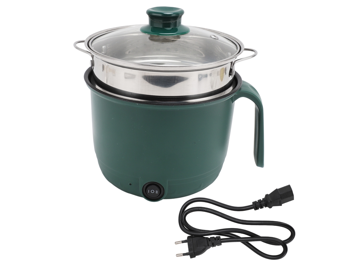Panela Elétrica de Cozimento 1.5l 600w Inox Antiaderente Tampa Transparente Eu Plug 220v | S/MARCA