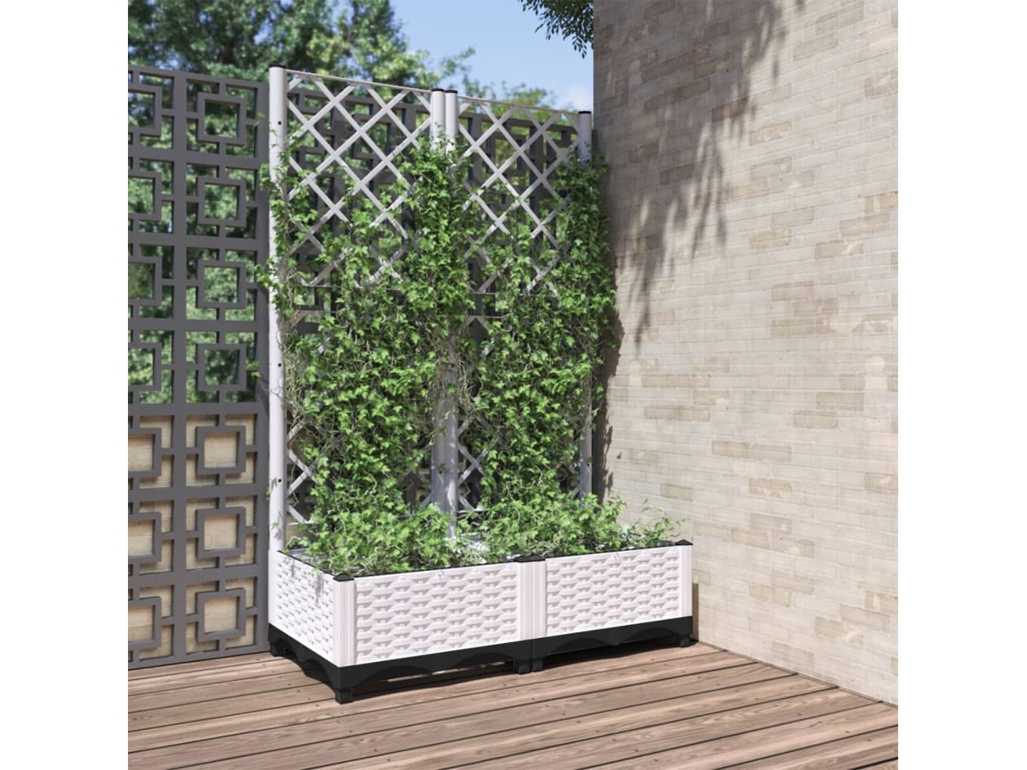 Vidaxl Vaso/floreira De Jardim C/ Treliça 80x40x121,5 Cm Pp Branco