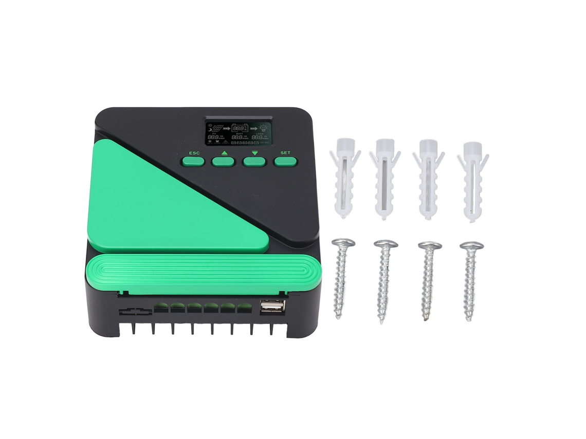 Controlador de Carga Solar MPPT 12v 24v 20a com LCD para Baterias AGM, Gel, Lítio