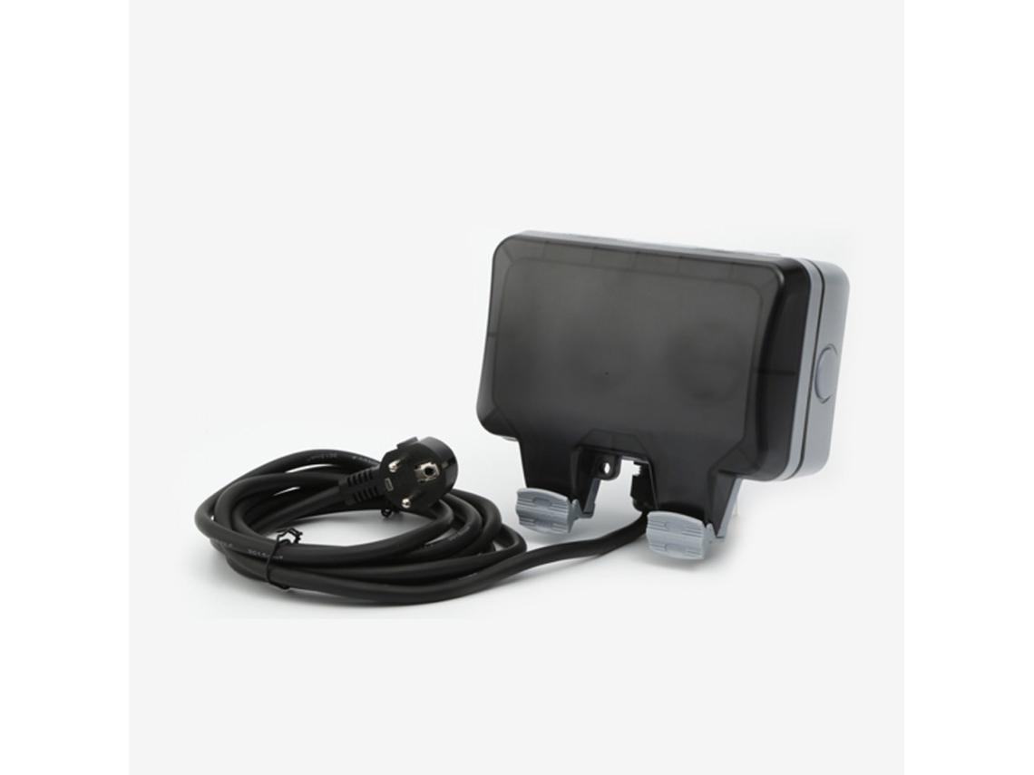 Tomada Dupla Externa Resistente Às Intempéries Com Interruptor E Cabo De 3m, Cinza Pc+abs, Estilo Europeu, Alemão