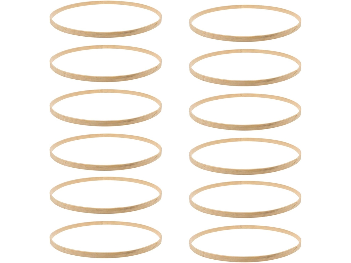 Conjunto De 12 Argolas Redondas De Bambu Para Apanhador De Sonhos, 23 Cm.