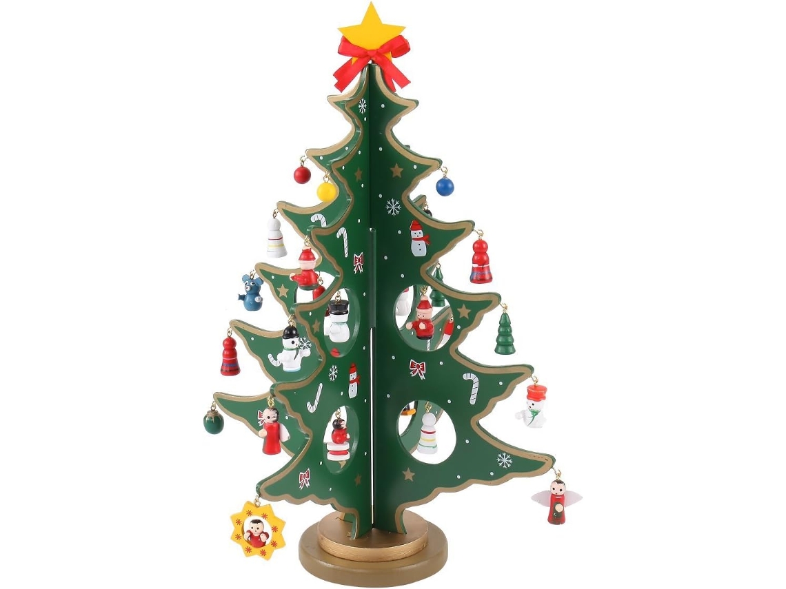 Conjunto De Decoração De Mesa De Madeira De 30 Cm, Enfeite Para Árvore De Natal, Brinquedo Natalino Com 24 Miniaturas De Árvores D Aquaforge