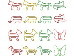 Clips de papel em formato de animais, 128 peças, incluindo borboleta, gato, cachorrinho, elefante, pônei, salsicha e outros.