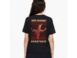 Camiseta Rockinstone Jazz Against Apartheid Preta The Jazz Estate - Estilo de Designer Exclusivo