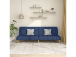 Vidaxl Sofá-cama De 2 Lugares Tecido Azul