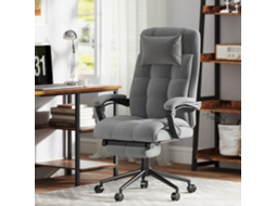 Cadeira De Massagem Aquecida Ajustável 112-120cm, Tecido Ergonómico Reclinável Cinza