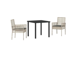 Conjunto de Jantar para Jardim 3 Pcs Cinzento claro Vime Pe MAISON EXCLUSIVE