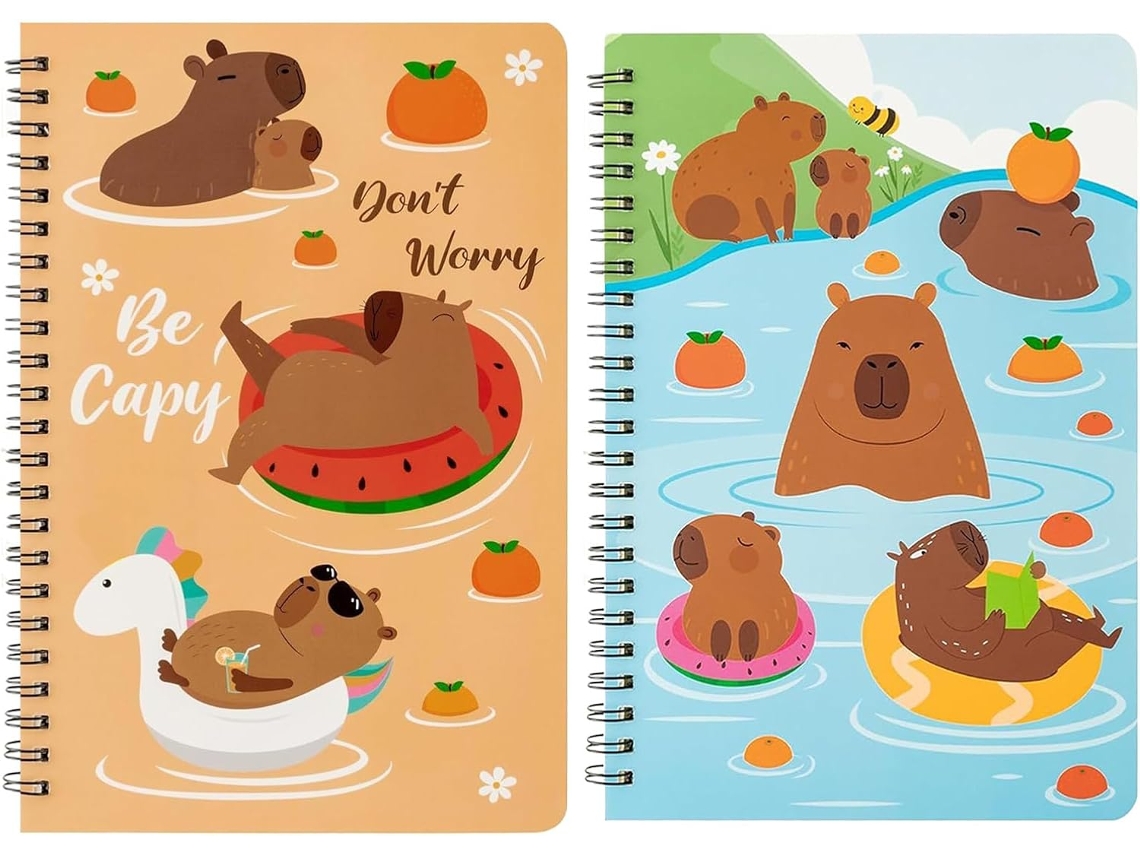 Meninos E Meninas 21 X 5 X 3 Cm, Planejador De Artigos De Papelaria Capybara, Espiral A5
