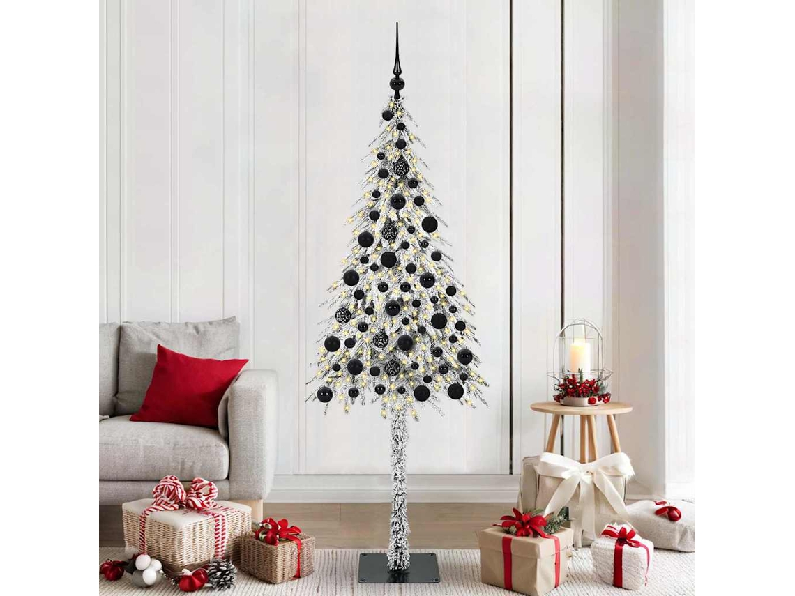 Vidaxl Árvore De Natal Com 300 Leds Com Suporte Branco 180 Cm Pe E Aço