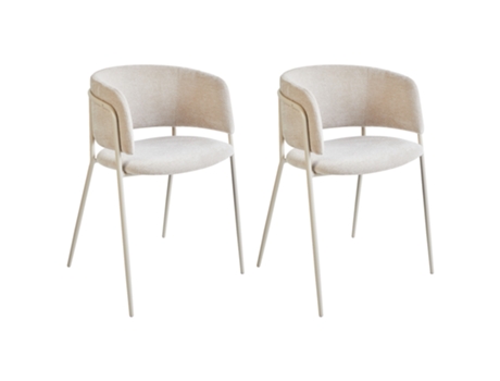 Sillas Tapizadas Con Reposabrazos Beliani Springer De Chenilla Beige 53x51x75
