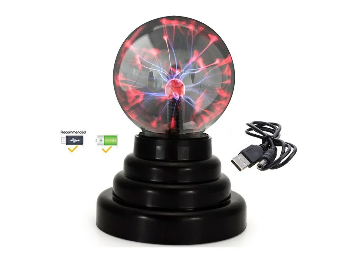 Lâmpada de Bola de Plasma 4 Polegadas Luz Noturna USB Decoração Vermelha S/MARCA