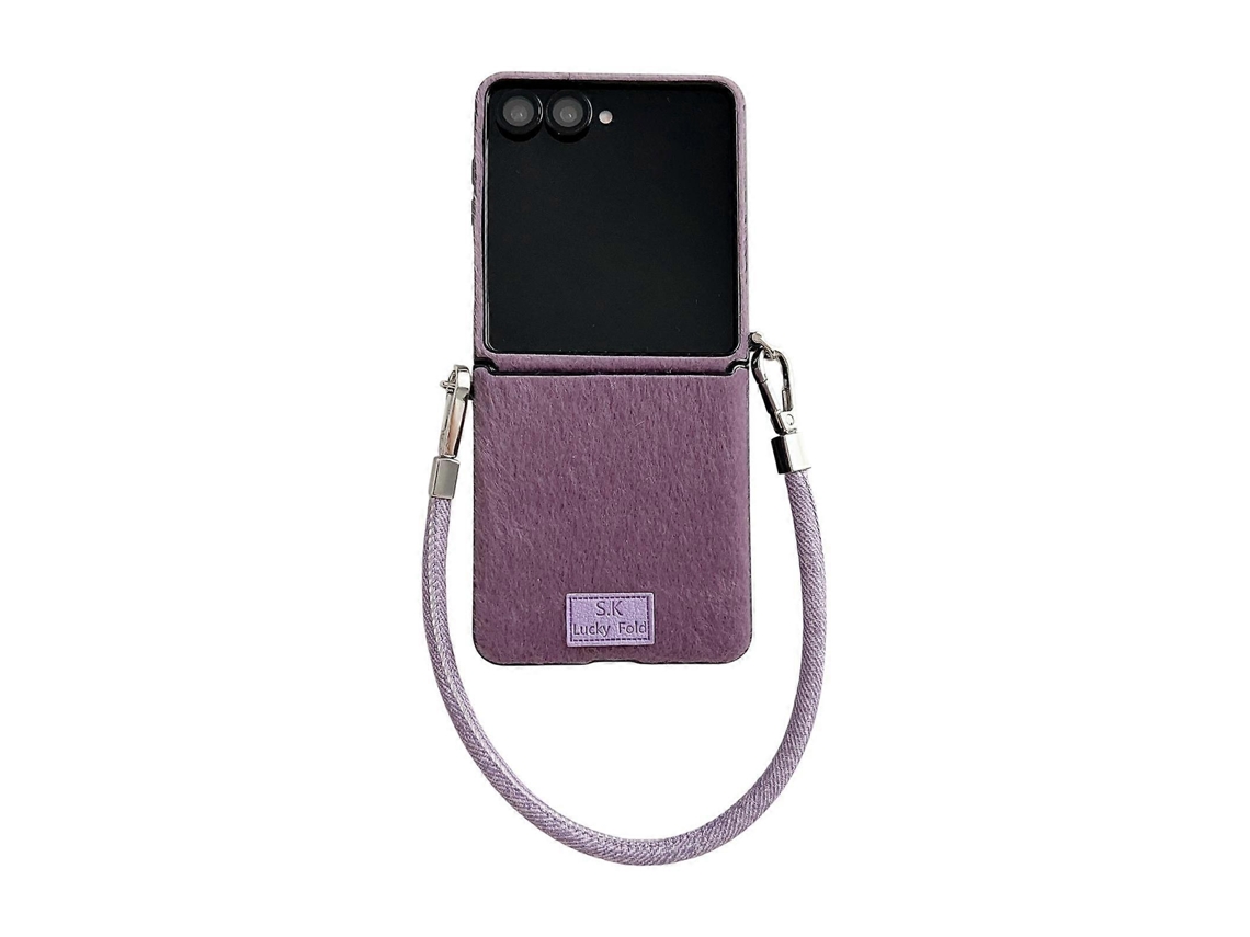 Capa De Celular Estilo Placa De Identificação Com Fivela Lateral Em Pelúcia E Alça Para Samsung Galaxy Z Flip7 5g / Flip7 Fe