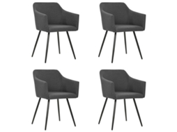 Vidaxl Cadeiras De Jantar 4 Pcs Tecido Cinzento-escuro