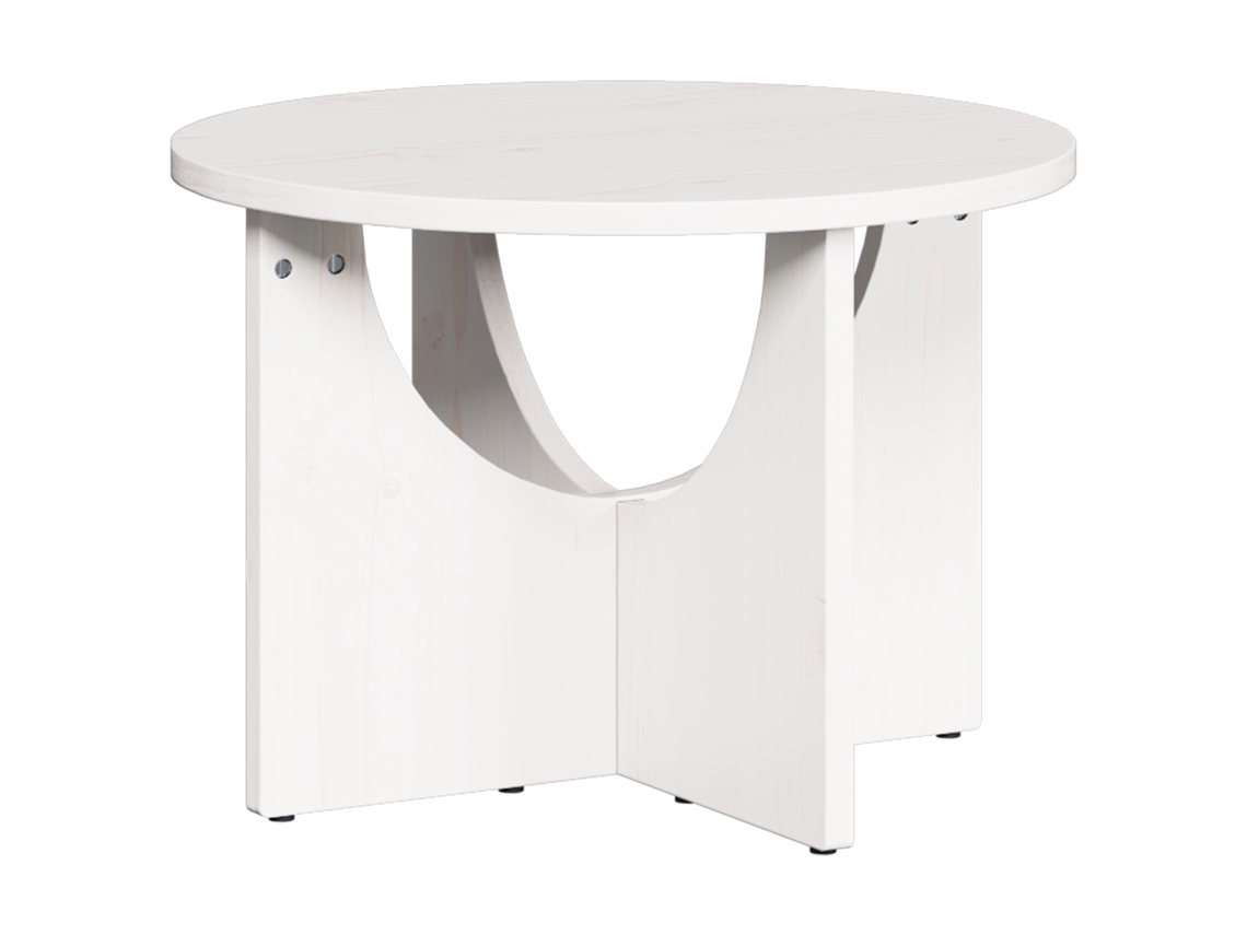 Conjunto 1 Mesa De Café Rústica Vidaxl Branco Madeira De Pinho Maciça (50 X 50 X 35 Cm)