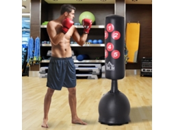 Saco De Boxe Vertical 165cm, Base Para Encher Com Água Ou Areia, Suporte Incluso, Preto, Ideal Para Adultos E Crianças