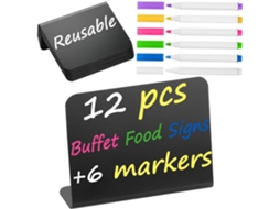 Conjunto de 12 Etiquetas Pequenas para Alimentos, Medindo 10 X 7,5 Cm , Ideais para Festas e Buffets. SFUSHOS (4 X 3 Polegadas)