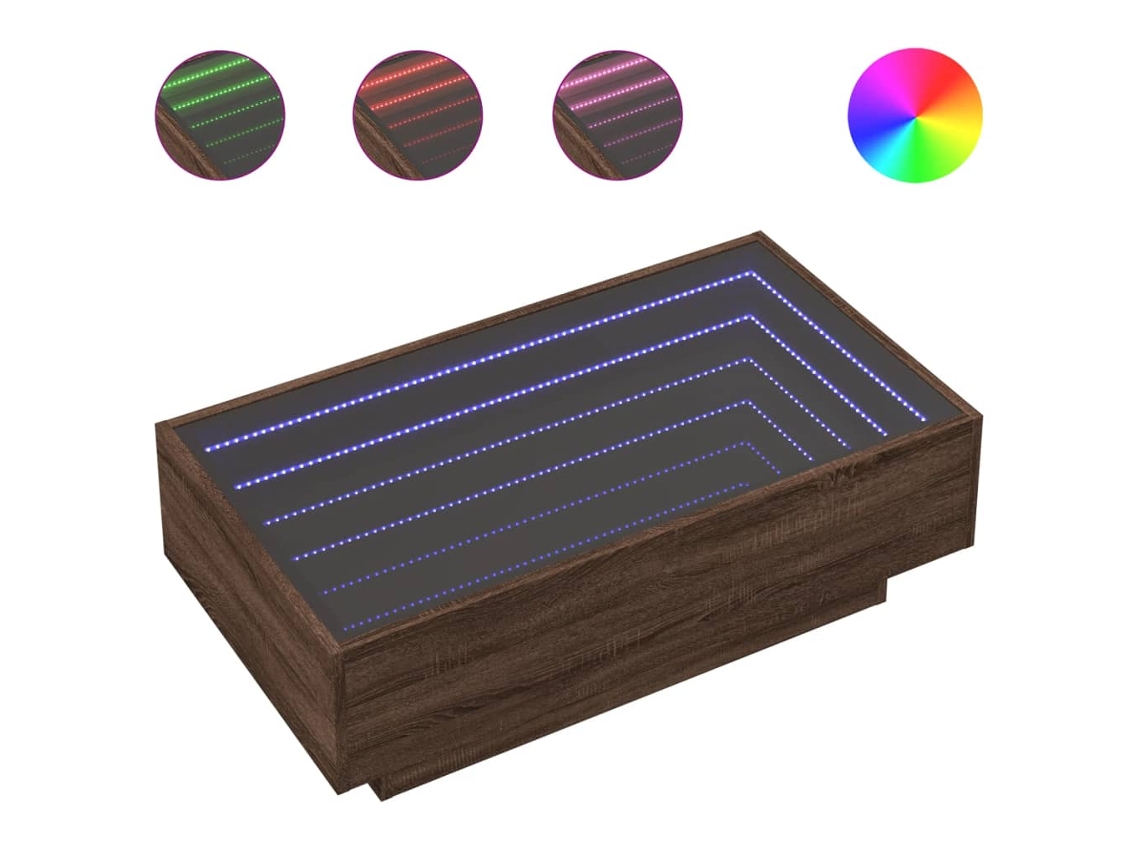 Mesa de Centro C/ LEDs DERIVADOS DE MADEIRA 90x50x30 cm