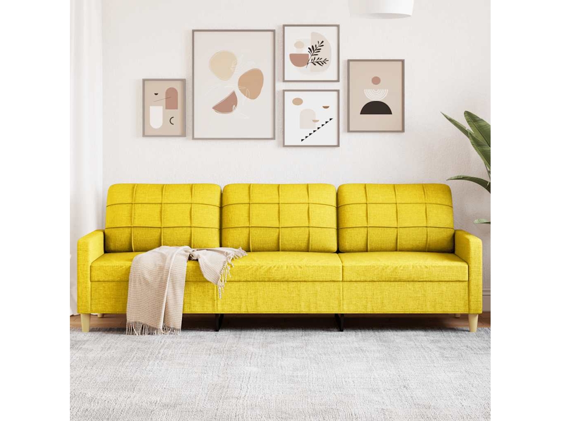 Vidaxl Sofá De 3 Lugares 210 Cm Tecido Amarelo-claro