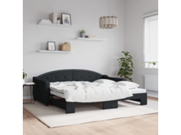 Sofá cama con cajón 90x190 cm Tela negra