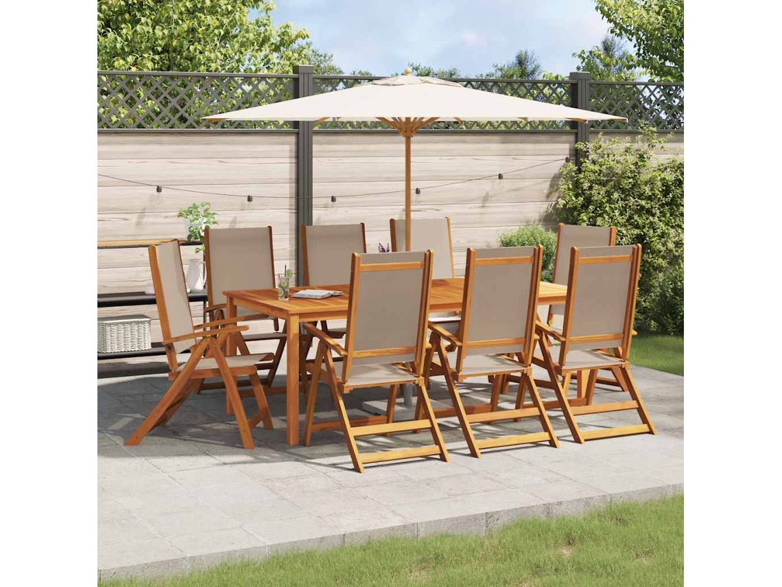 Vidaxl Cadeiras De Jardim Dobráveis 8 Pcs Acácia Maciça E Textilene