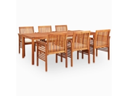 Pcs Conjunto De Jantar Exterior C/ Almofadões Acácia Maciça Dkd Home Decor