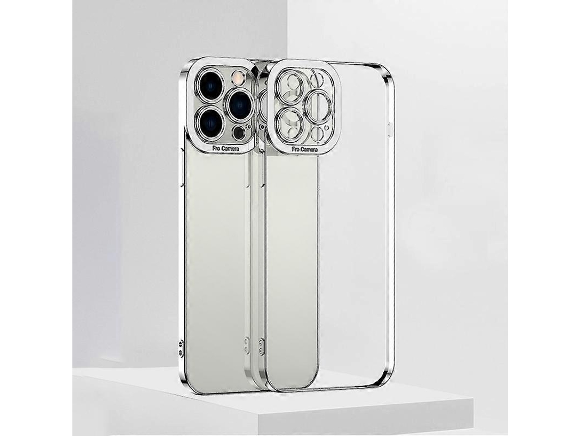 Capa De Tpu Transparente Galvanizada Para Iphone 14, Prata