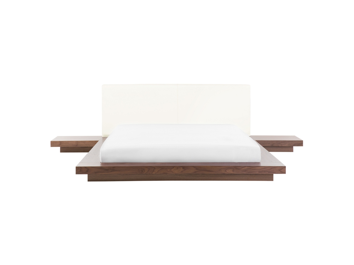 Cama de Casal BELIANI Zen de Mdf Freixo Castanho 160x200
