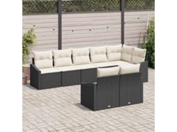 Vidaxl Conjunto De Sofá De Jardim 8 Unid. Preto E Branco Vime Pe