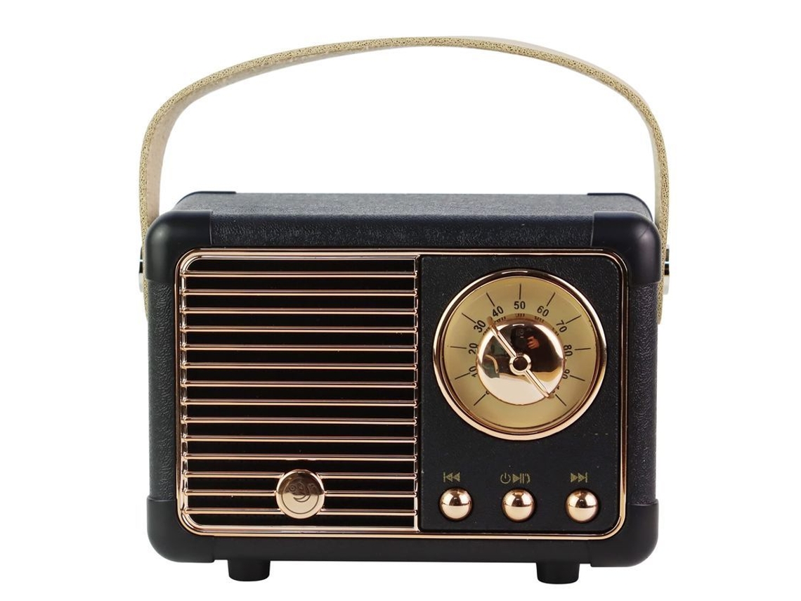 Yuru caixa de Som Bluetooth Retro Sem Fio Portátil Outdoor Vintage Recarregável (preto)