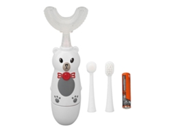Escova de Dentes Elétrica Infantil em Formato U, com Ponta Sônica Silicone e 3 Cabeças Escova, para Crianças 6 a 12 Anos, Branca. GOKOCO