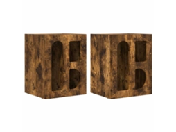 Conjunto de 2 Mesas Cabeleira Carvalho Defumado com MAISON EXCLUSIVE (40x35x50 cm)