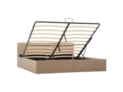 Cama hidráulica com arrumação 180x200cm couro artificial cappuccino MAISON EXCLUSIVE