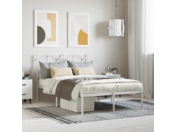Vidaxl Estrutura De Cama Com Cabeceira 120x200 Cm Metal Branco