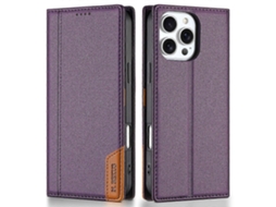 Capa Tkdaddy N.bekus P3 Para Iphone 16 Pro Max Com Bloqueio Rfid E Suporte Tipo Carteira, Capa Flip De Couro Sintético, Roxa