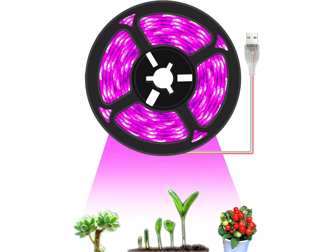 Luminária de Crescimento de Plantas Ip65 Revestimento de Silicone À Prova D'Água Espectro Total de 3 Metros Interruptor Usb de 1.5 Metros