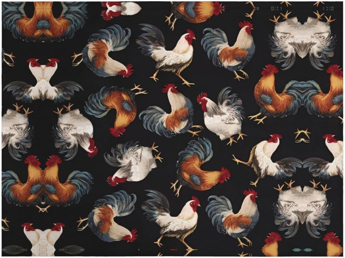Manta de Flanela com Estampa Galo Francês Macia e Quente 203 X 152 Cm, Macio, Quente, Ideal para Quarto e Sa